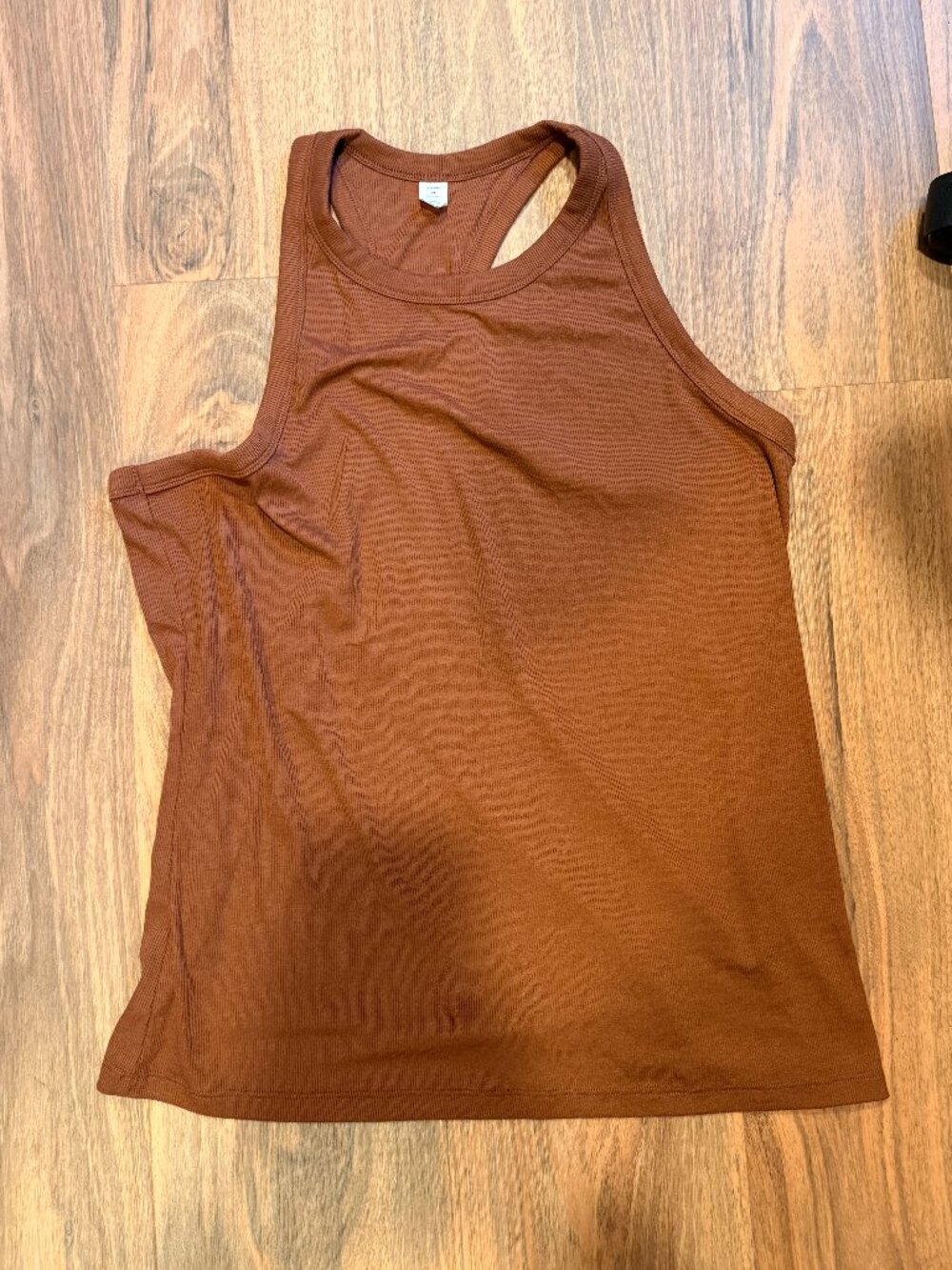 Brown Ribbed Racerback Athletic Tank Top — Size XL